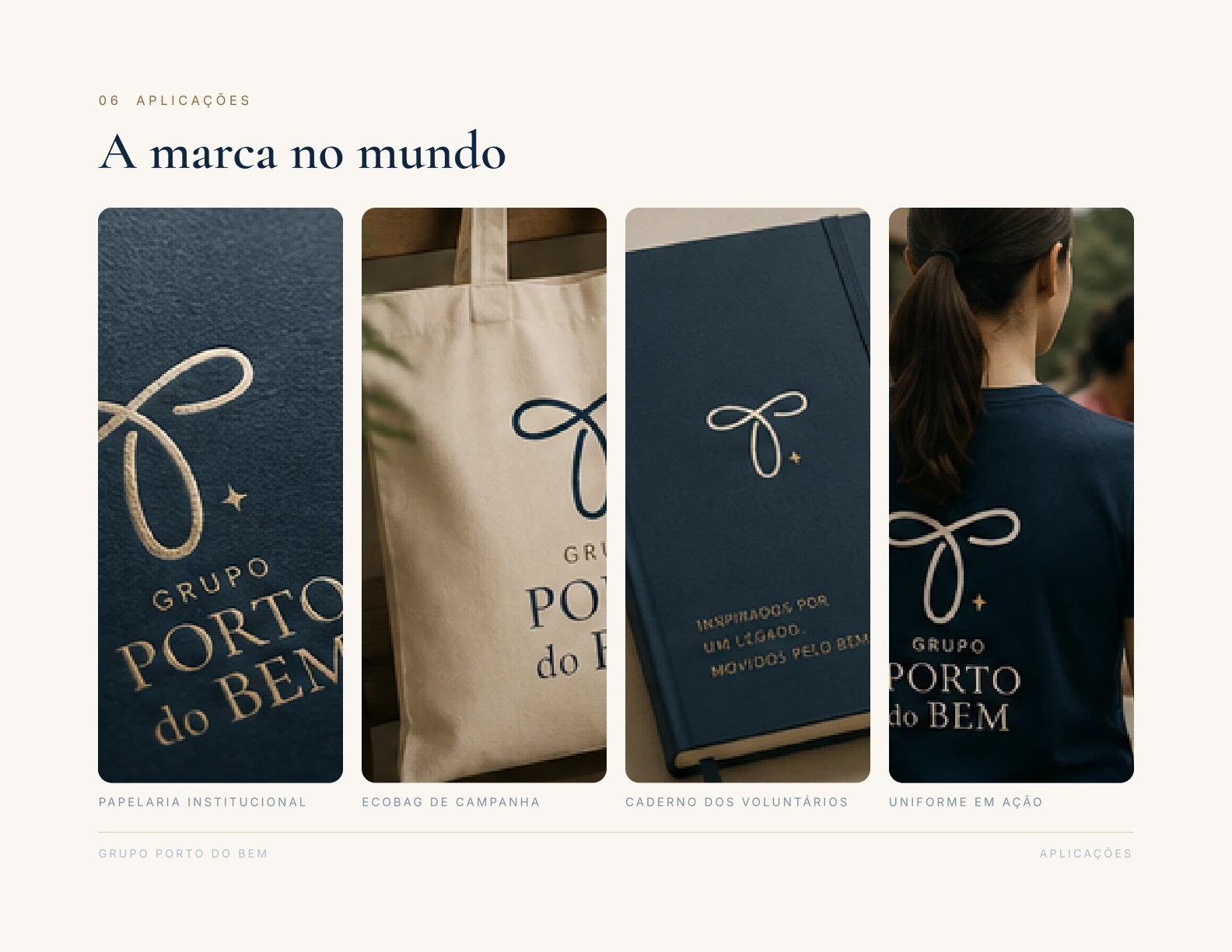 Grupo Porto do Bem — aplicações da identidade visual